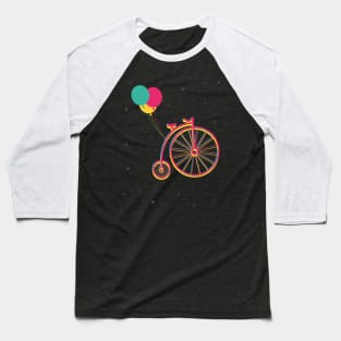 Vintage Flying Bike on Space Baseball T-Shirt